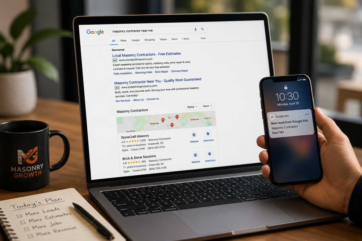 Google Ads strategy for masonry leads